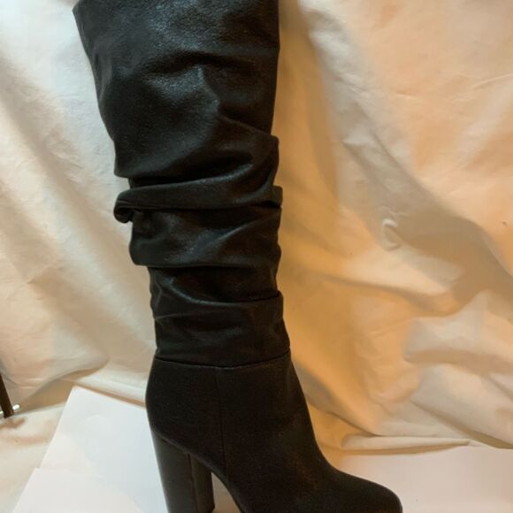 New Katy Perry Womens Oniel Leather Pointed Toe Knee High 4” Fashion Boots 8/38 - Picture 1 of 16